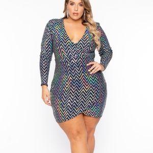 Faux wrap sequin dress